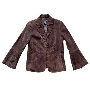 Mixit Leather Bell Sleeve Lace Up Womens Coat Jacket Brown Clasp Boho L Large